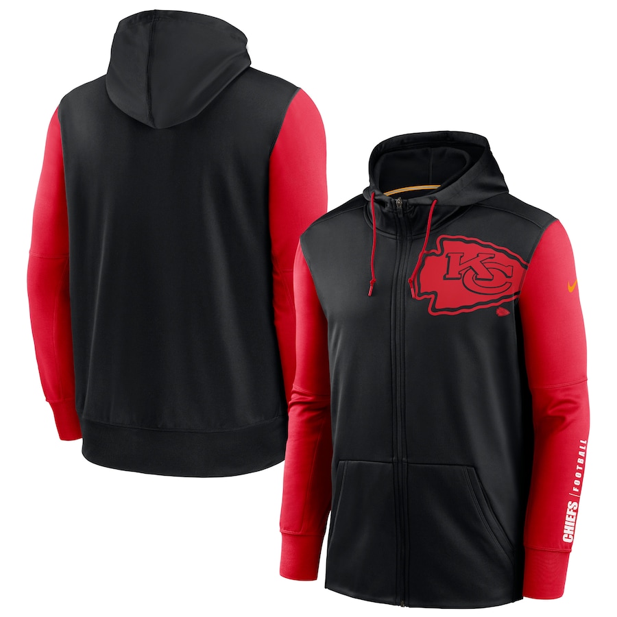 NFL Nike Kansas City Chiefs Black Red Fan Gear Mascot Performance FullZip Hoodie->indianapolis colts->NFL Jersey
